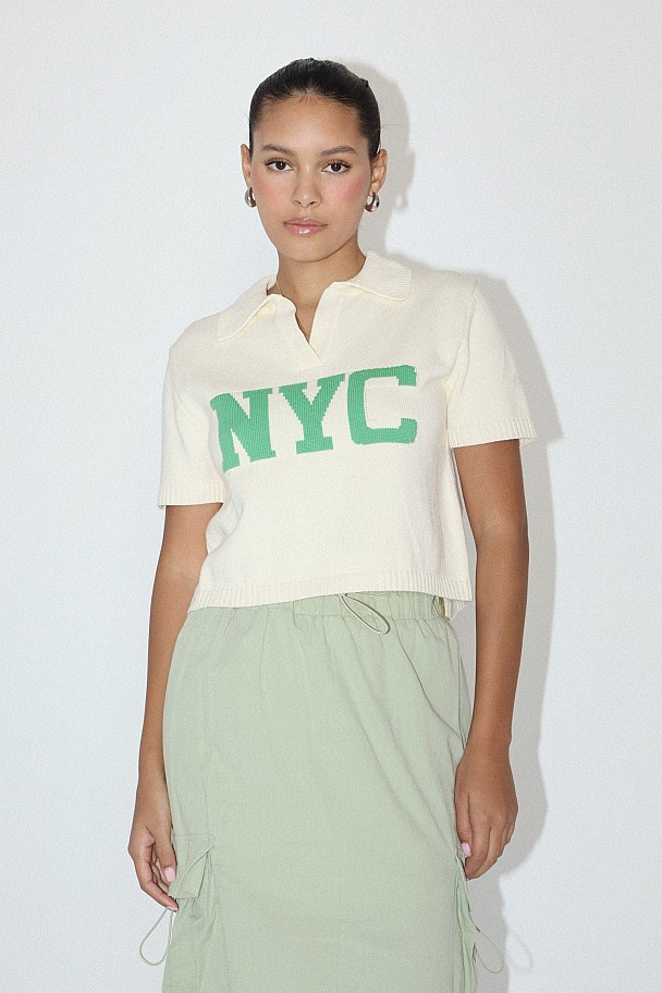 NYC Varsity Knit Top