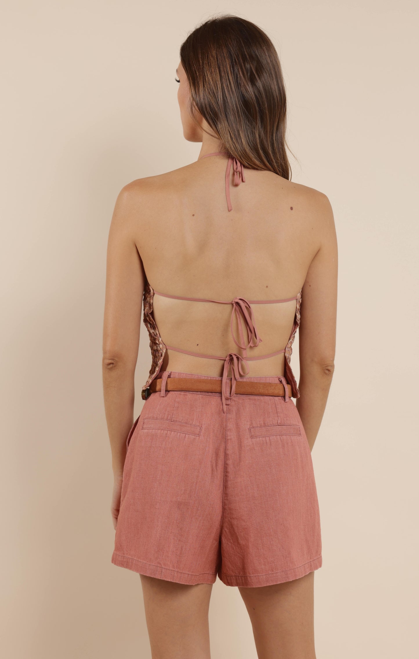 Tan Line Open Back Knit Top