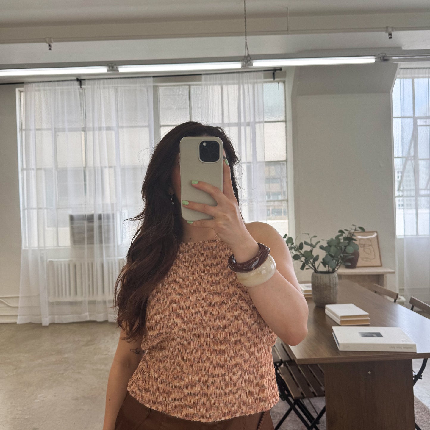 Tan Line Open Back Knit Top