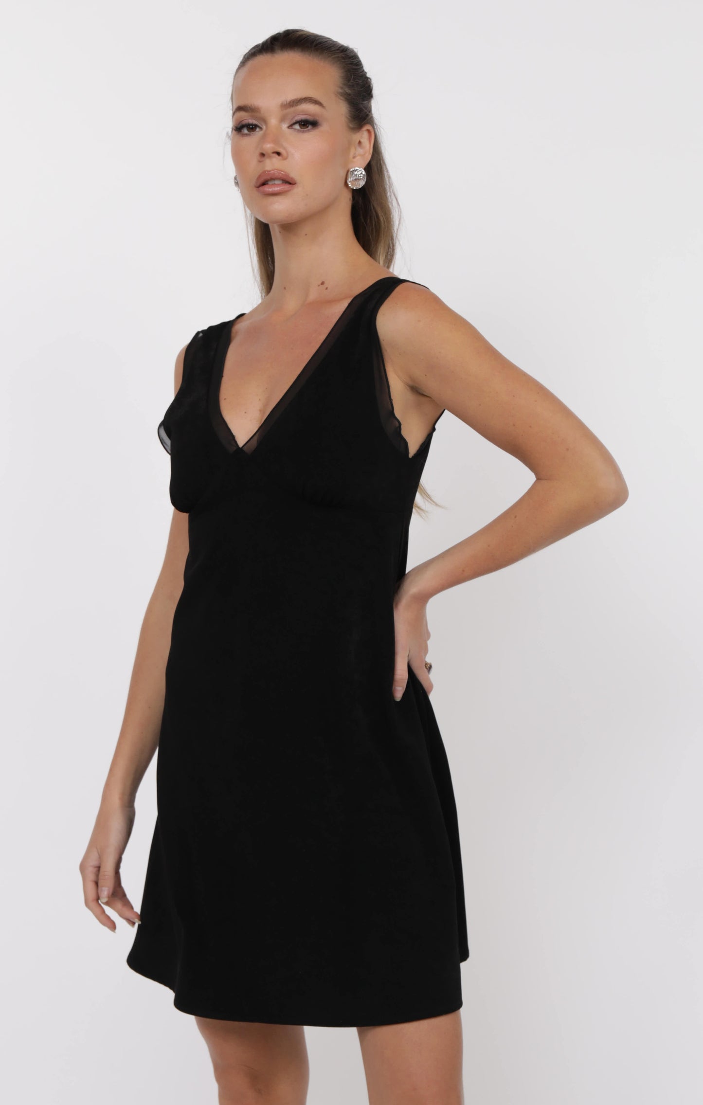 My Heart Crepe Ruffle Chiffon Mini Dress