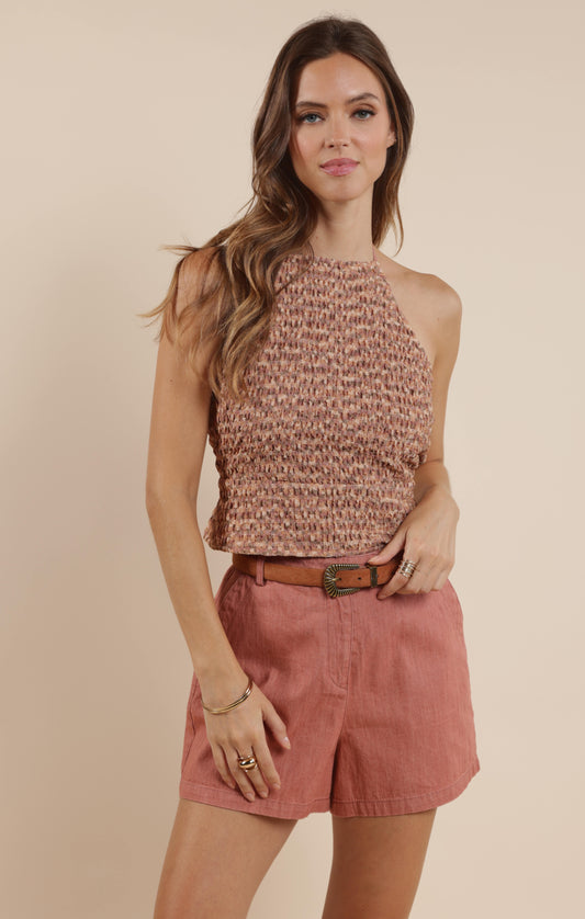 Tan Line Open Back Knit Top