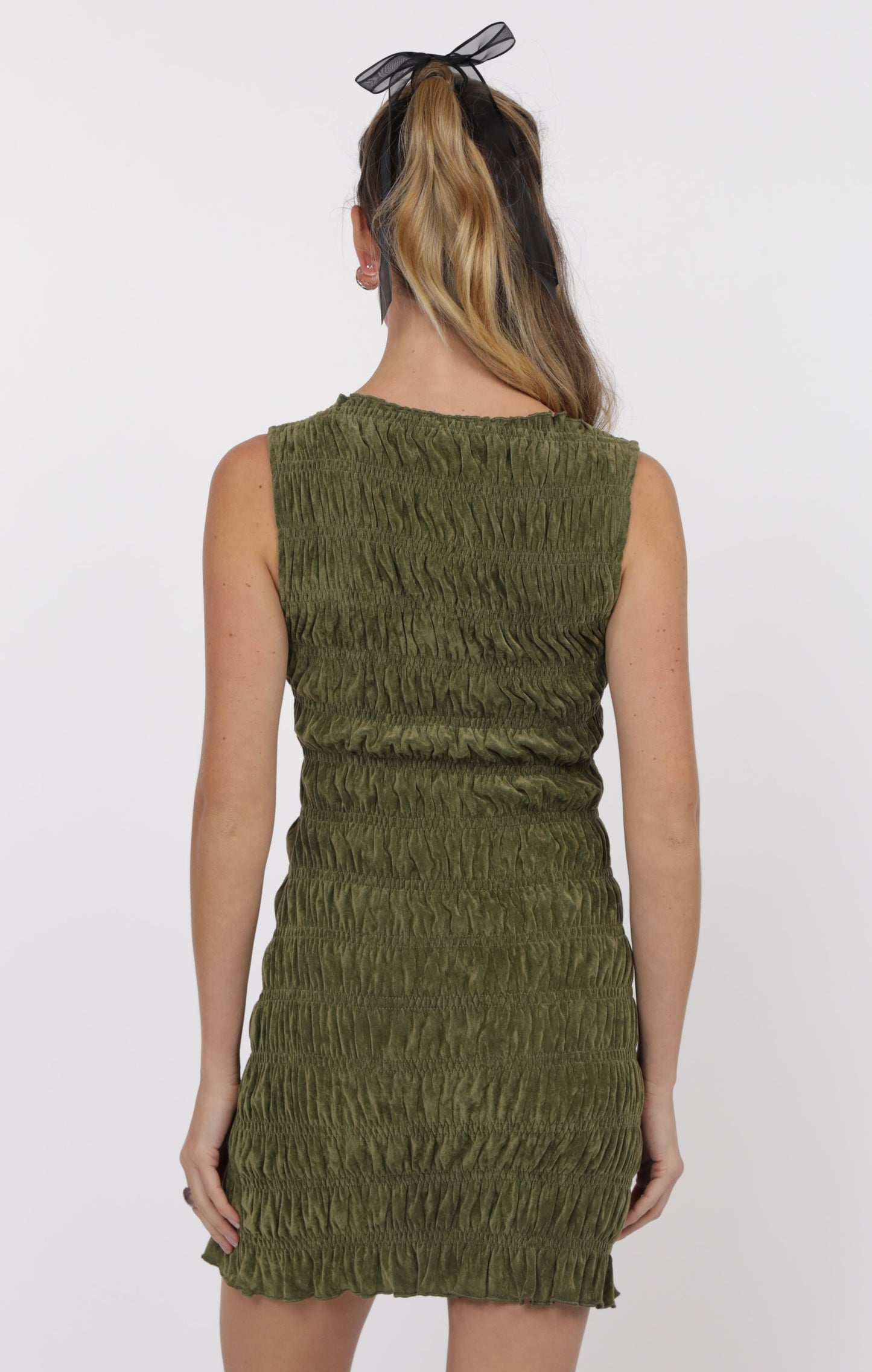 Hot Stuff Velvet Mesh Smoked Mini Dress