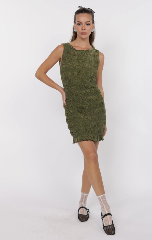 Hot Stuff Velvet Mesh Smoked Mini Dress