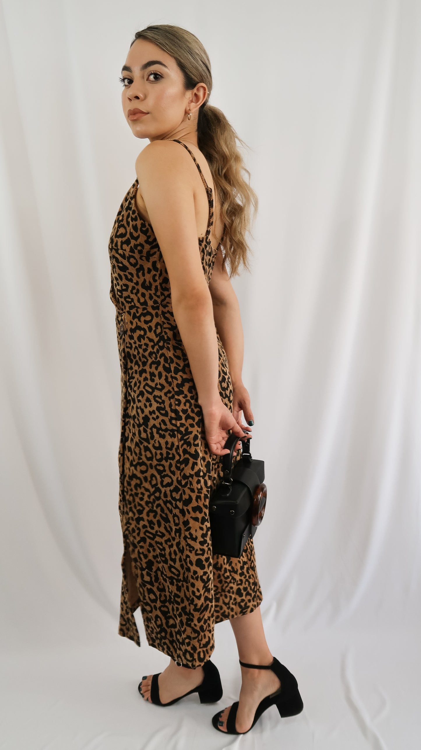 Corduroy Leopard Button Dress