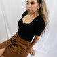 Corduroy Camel Button Skirt