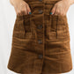 Corduroy Camel Button Skirt