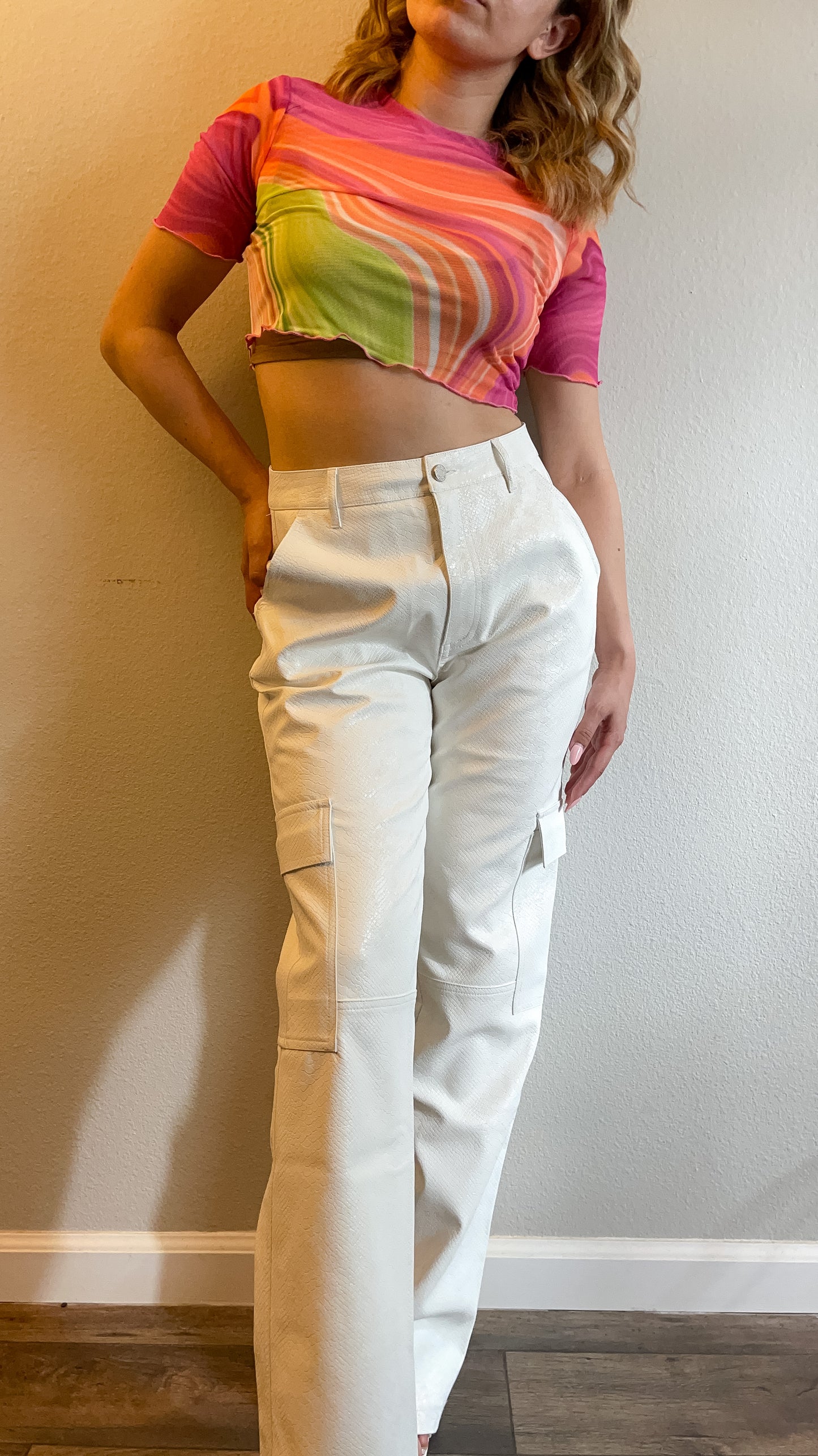 Noe Relaxed Cargo Pants - Blanc Python