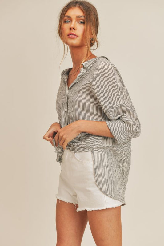 Balmy Breeze Scoop Back Linen Shirt